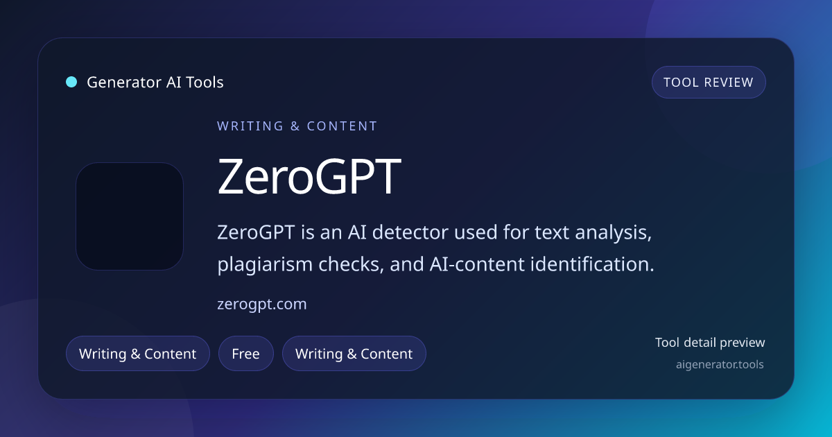 ZeroGPT AI Research Tool Review | Generator AI Tools