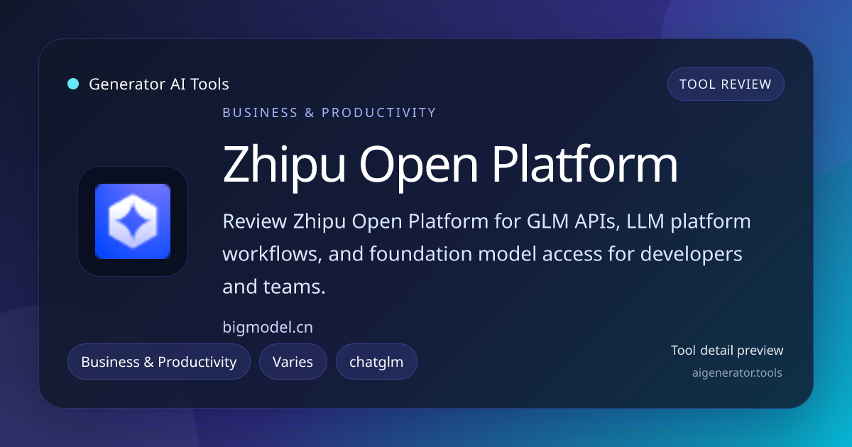 Open Unit Platform Zhipu Open Platform AI Productivity Tool | Generator AI Tools