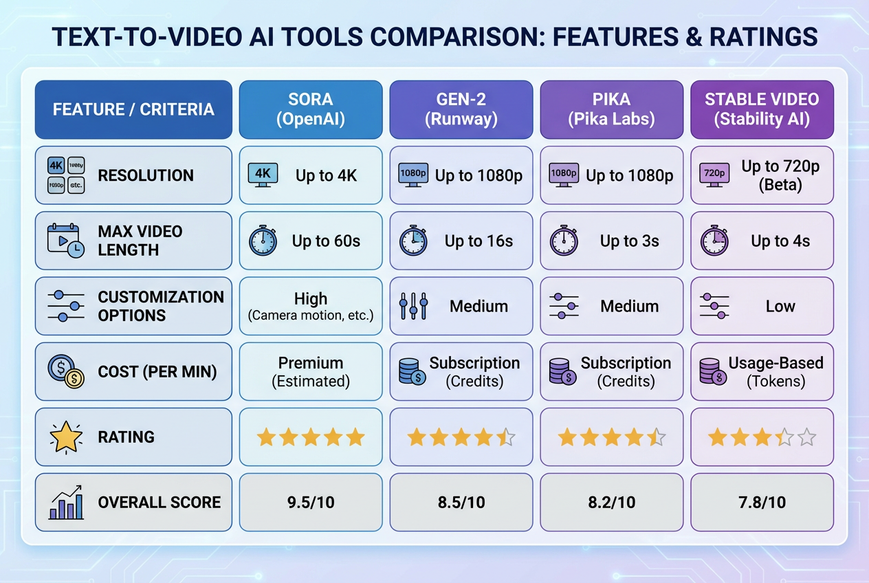 Best Text-to-Video AI Tools in 2026 - 工具对比