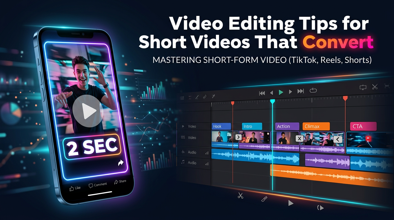 Video Editing Tips for Short Videos That Convert blog cover illustration