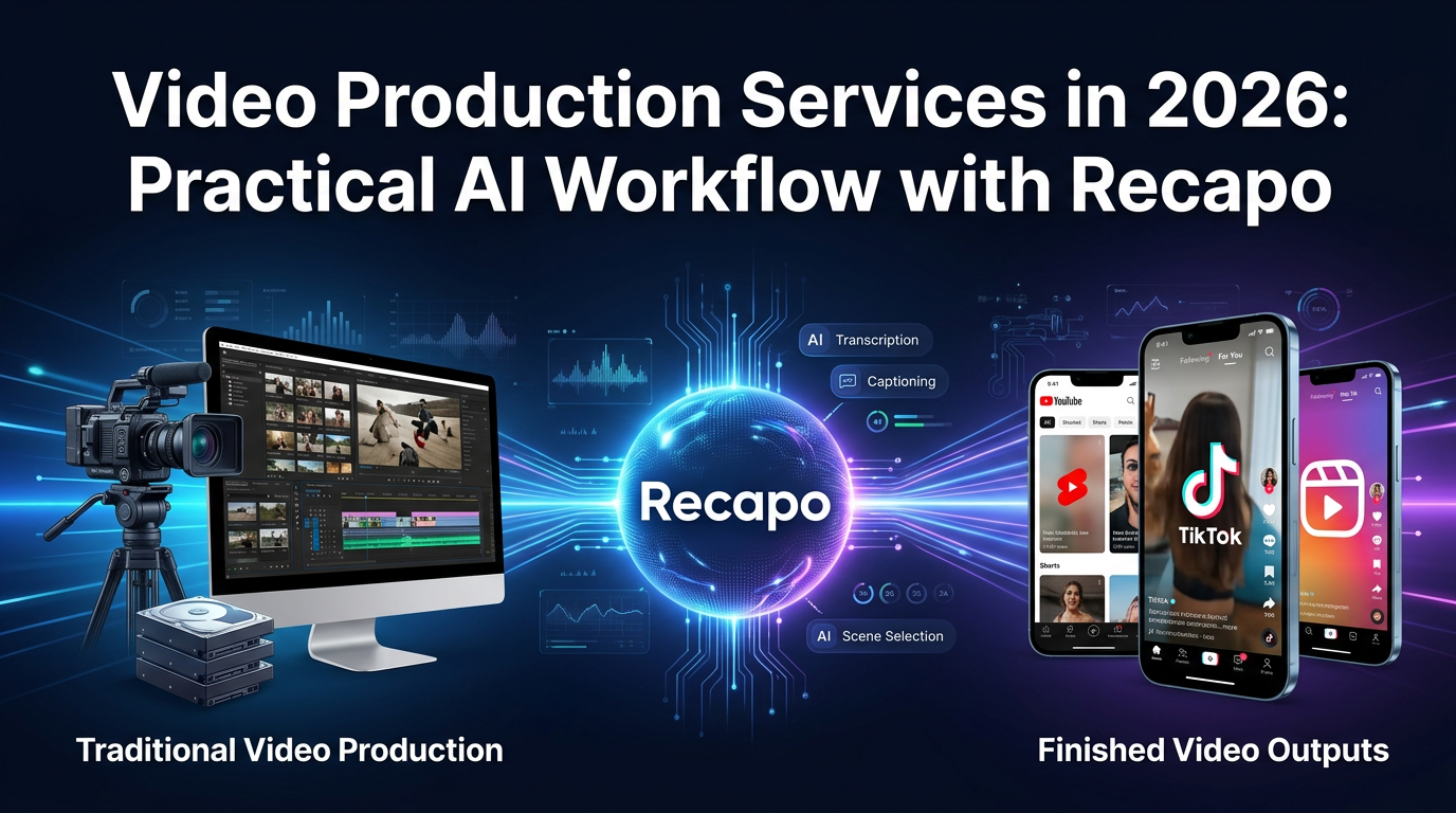 Video Production Services in 2026: A Practical AI Workflow With Recapo blog cover illustration