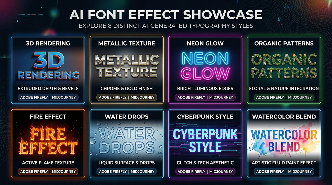 Tools to compare - Examples of AI-generated font styles and visual effects