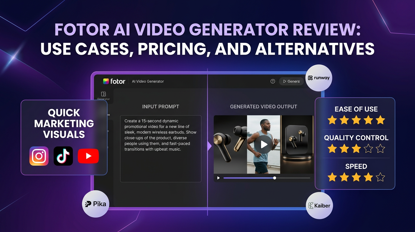 Fotor AI Video Generator Review: Use Cases, Pricing, and Alternatives blog cover illustration