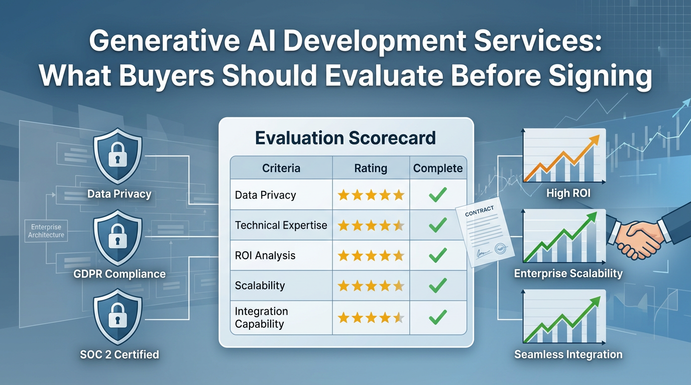 Generative AI Development Services: Buyer Checklist blog cover illustration