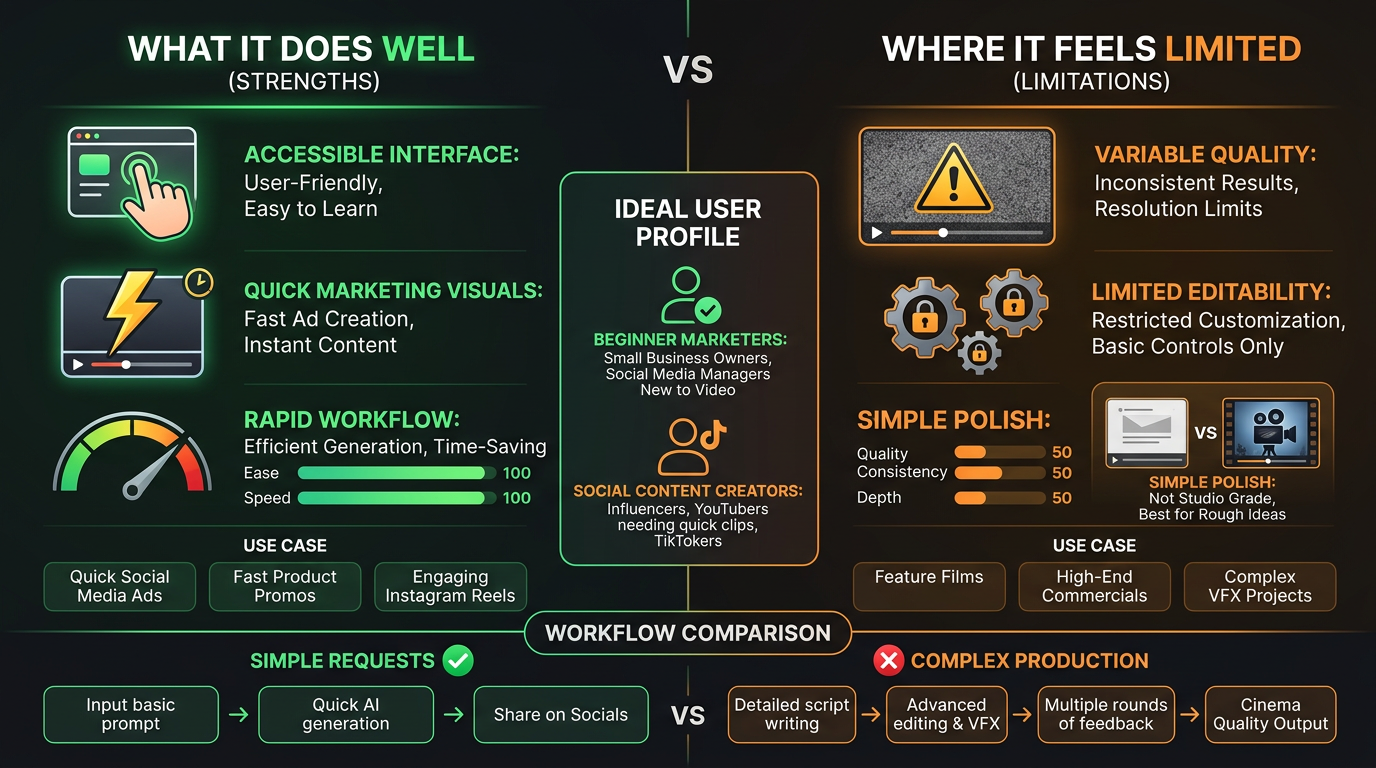 What it does well - Strengths and limitations in Fotor's AI video workflow