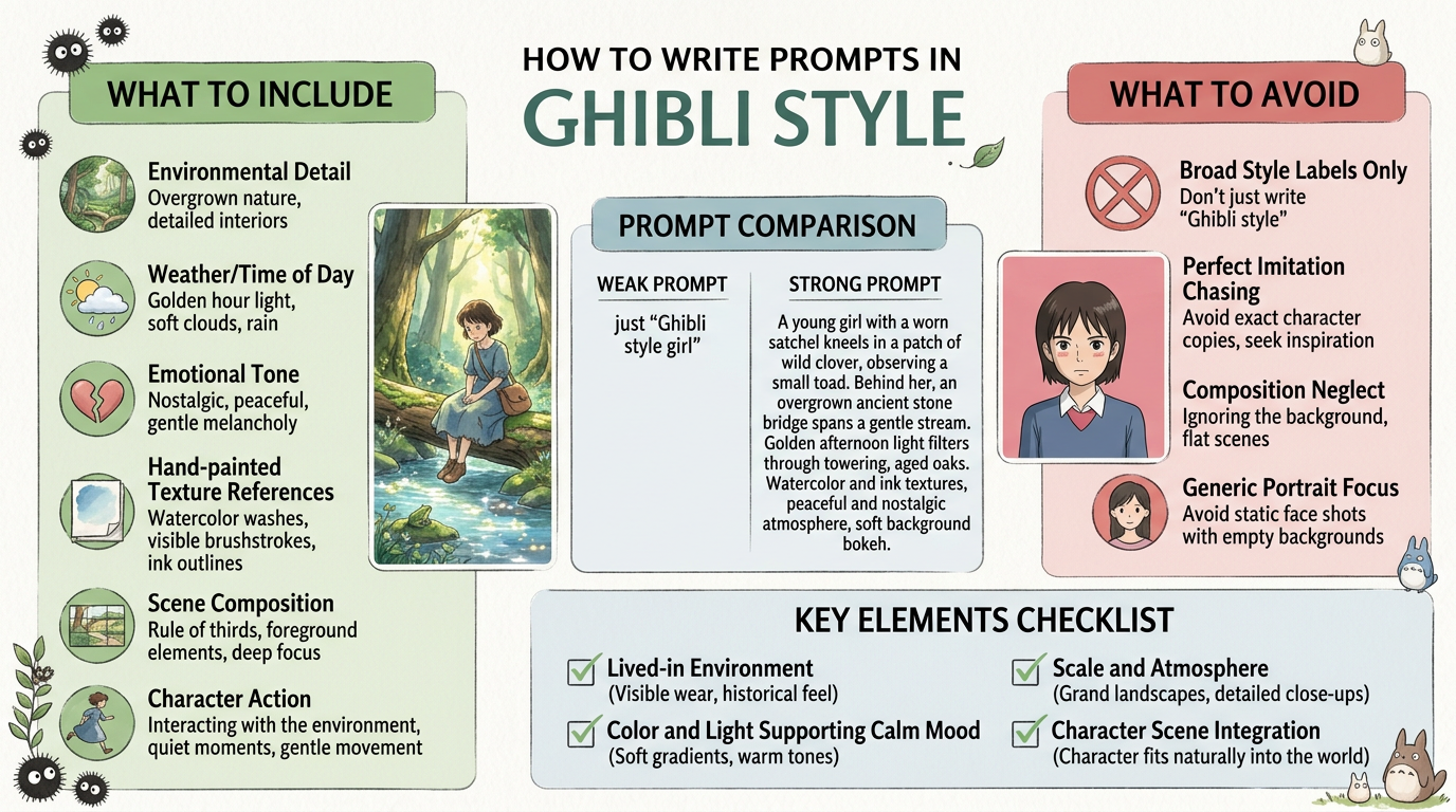 Prompting tips that improve the output - Prompting guidance for more coherent Ghibli-style image outputs