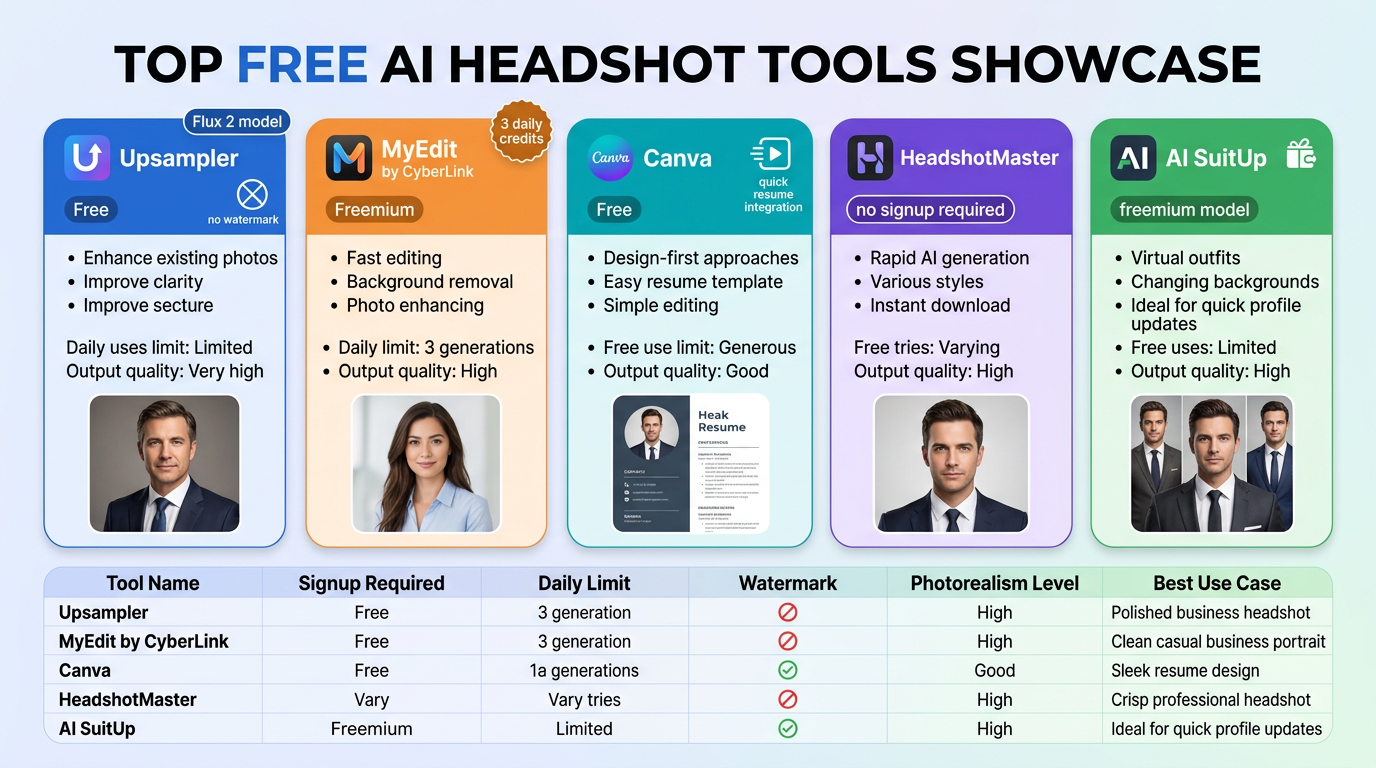 Free options worth trying first - Top free AI headshot tools to try first