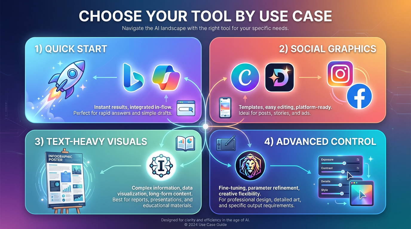 Best picks by use case - Use-case guide for choosing the right free AI image generator