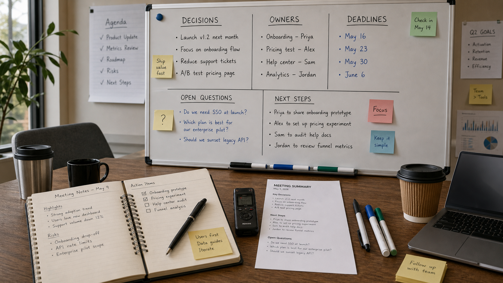 AI Meeting Notes Tool: How to Compare Summaries, Actions, and Exports blog cover illustration