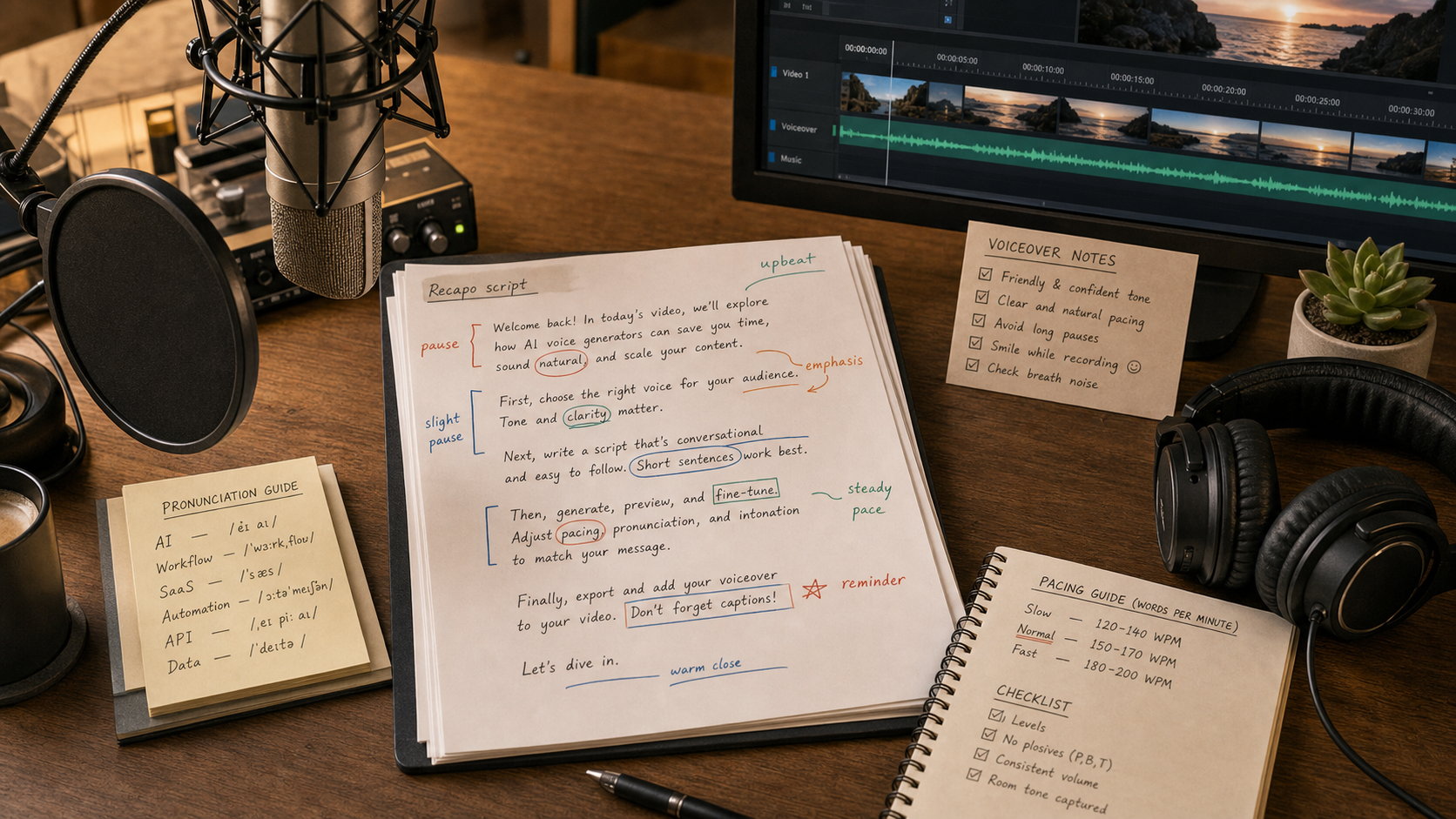 AI Voice Generator for Videos: Naturalness, Rights, and Editing Workflow blog cover illustration