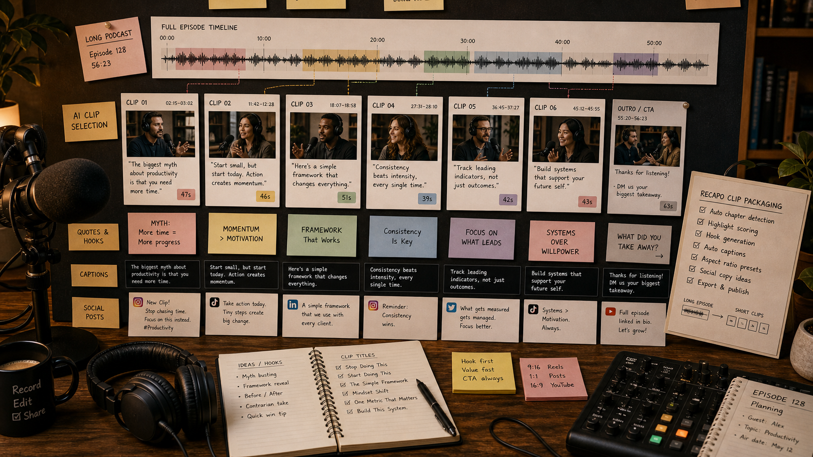 Podcast to Clips AI: Turn Long Episodes Into Shorts and Social Posts blog cover illustration