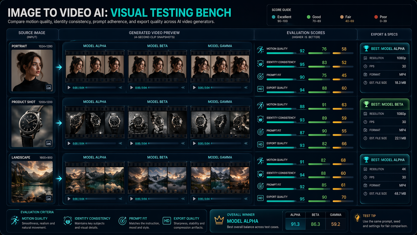 Image to video AI quality test comparing motion control object stability and export fit